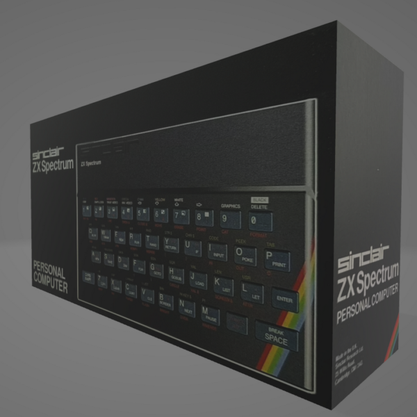 Sinclair ZX Spectrum 3D box package model face